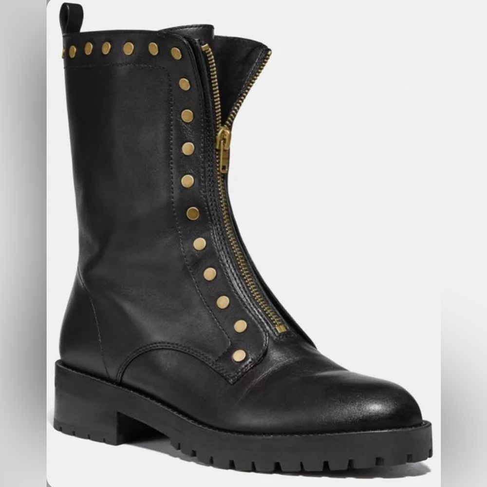 Coach LARA Studded Combat Boot size 9.5 with original Box